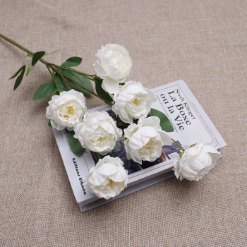 Hoa mẫu đơn vải lụa bông nhỏ cành 7 bông